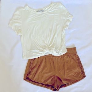 Full Tilt Faux Suede Braided Shorts Size Medium Neutral Western Cowgirl Rodeo